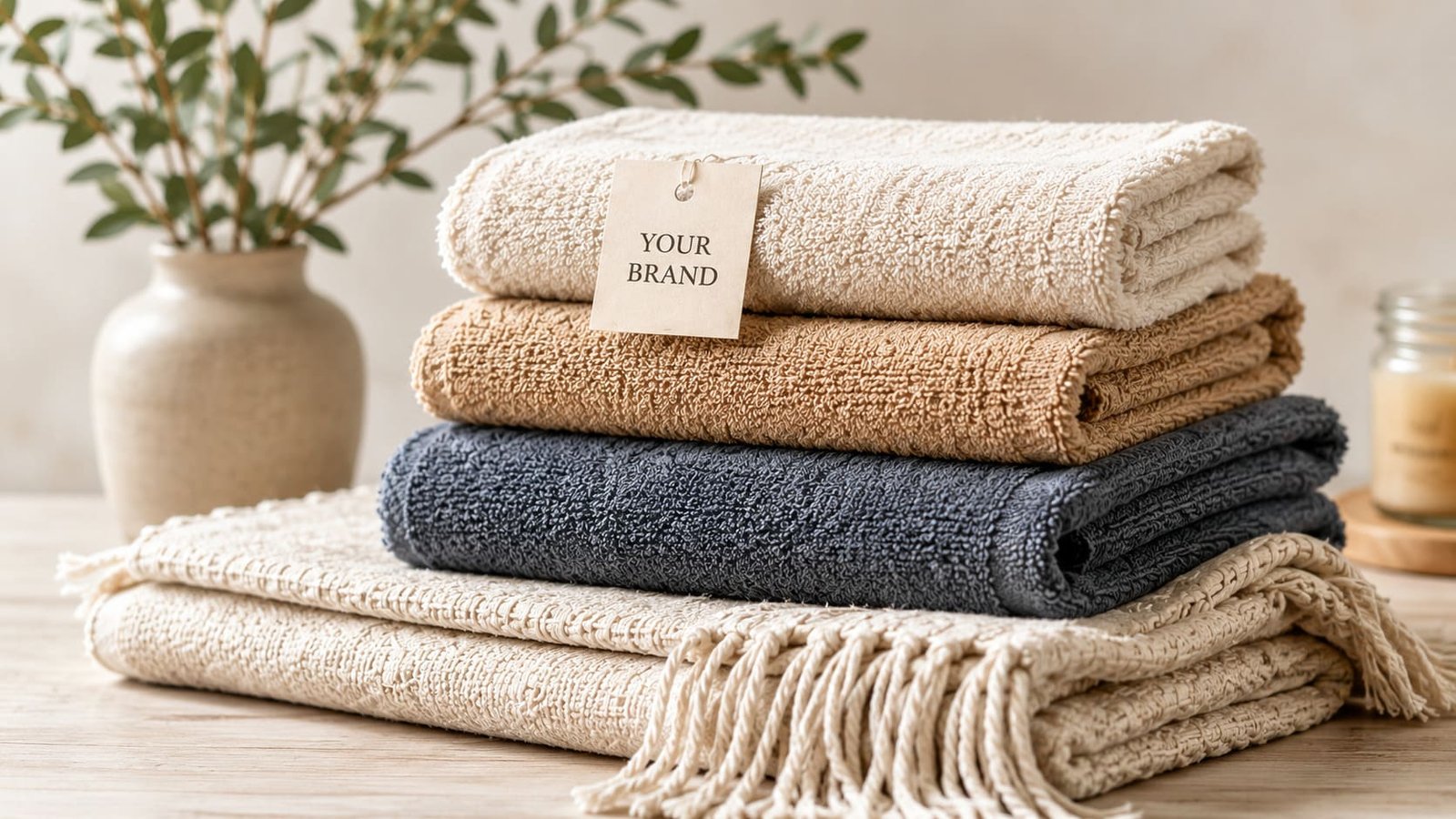Folded towels and blankets for private-label home textile development