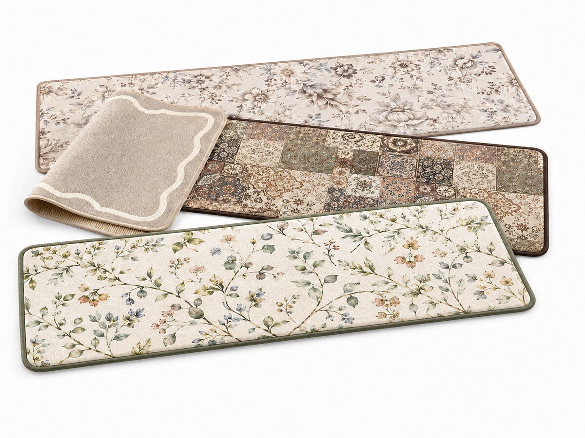 MT-10 Vintage Flannel Kitchen Mat Set
