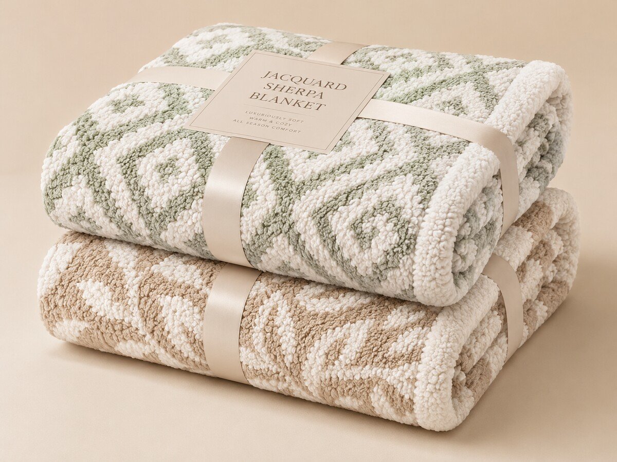 BL-11 Jacquard Sherpa Throw Blanket