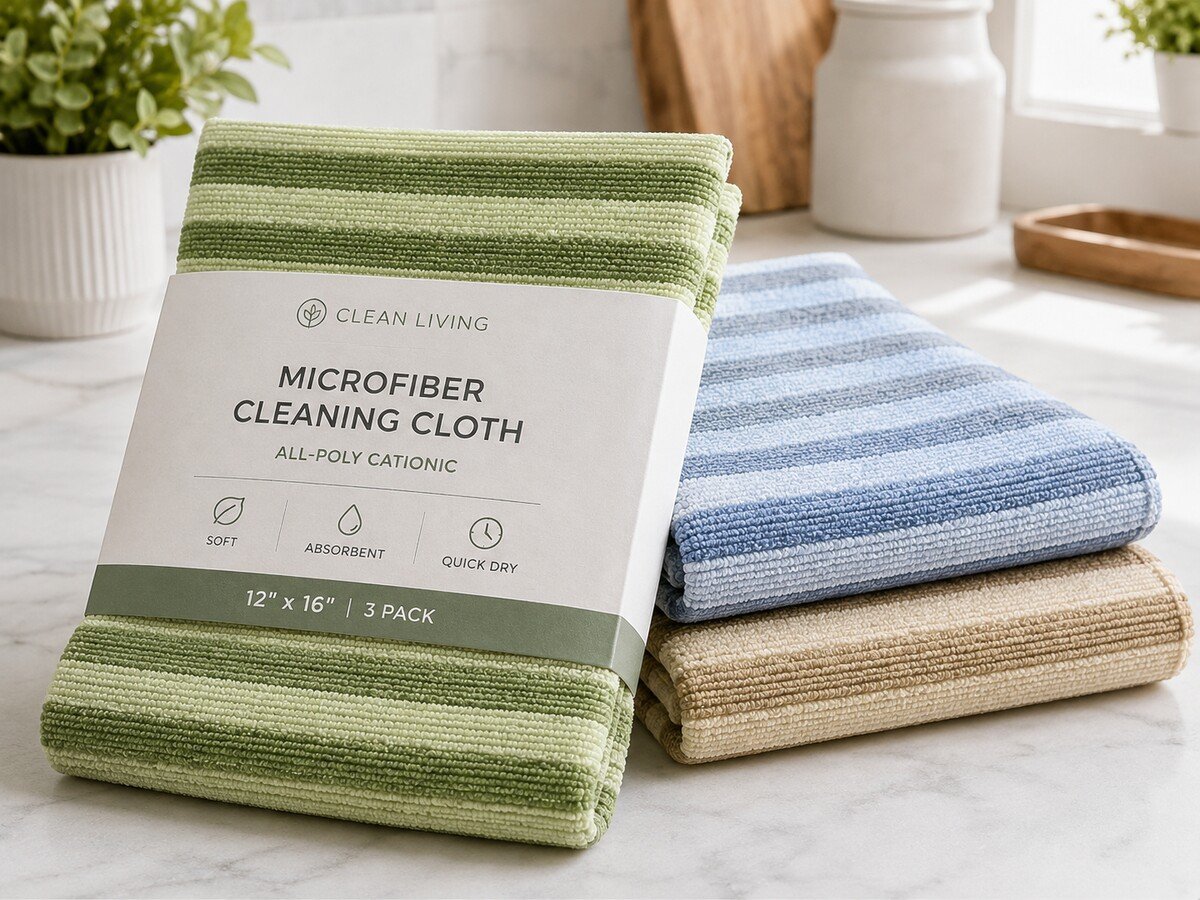 CC-13 Striped Microfiber Cleaning Cloth