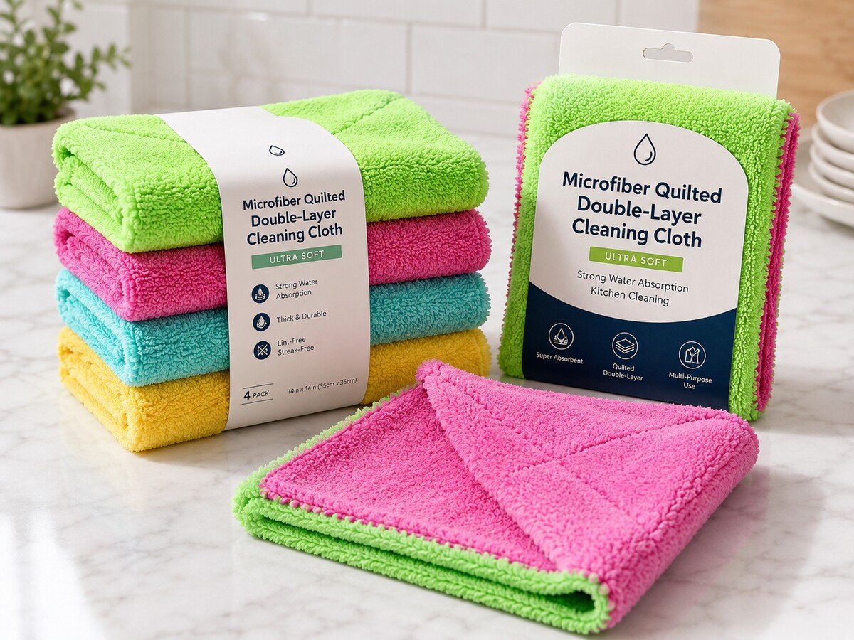 CC-17 Double-Layer Quilted Microfiber Cleaning Cloth