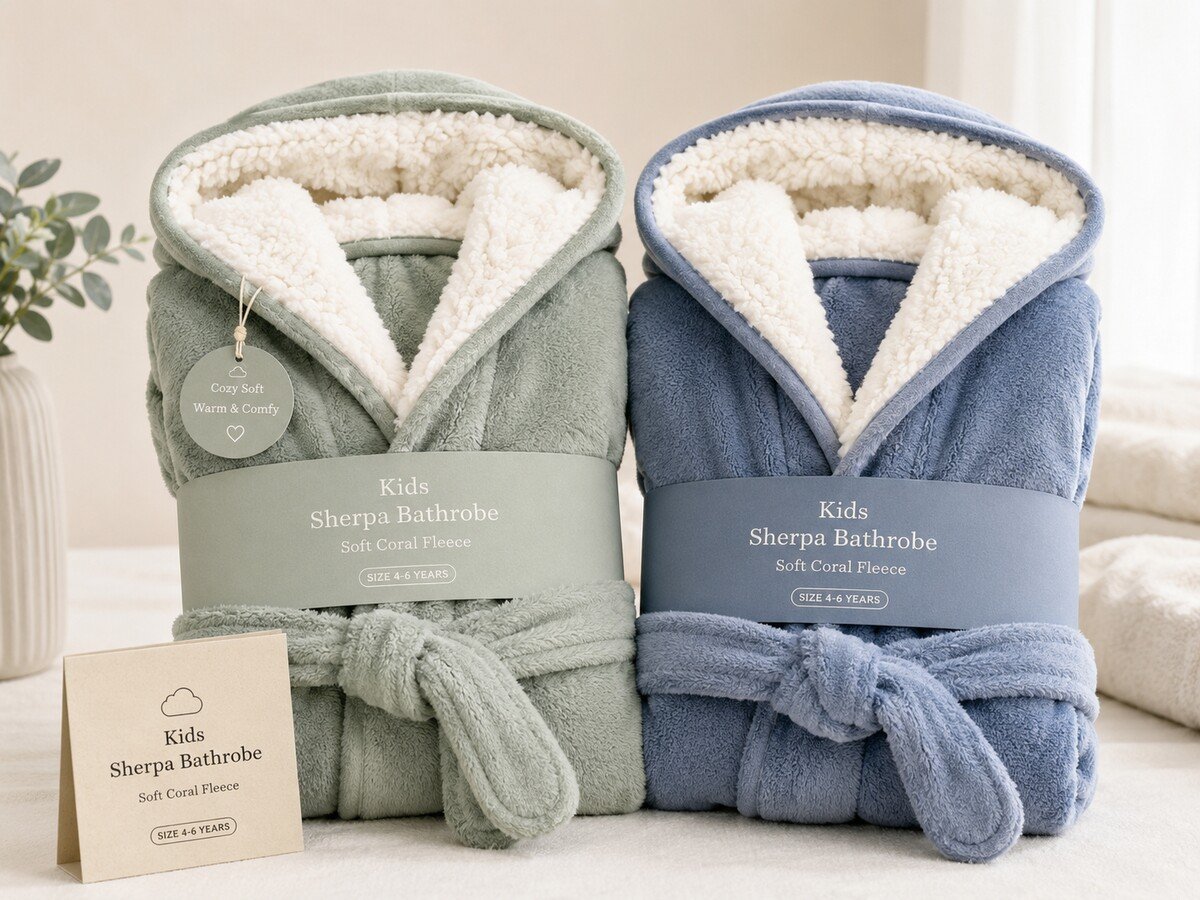 BL-26 Sherpa-Lined Kids Bathrobe