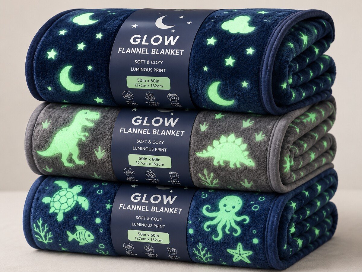 BL-28 Glow-in-the-Dark Printed Flannel Blanket