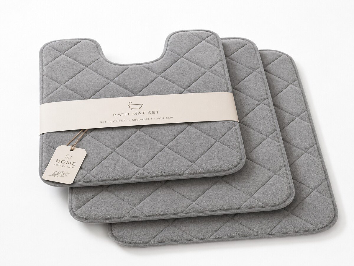 MT-03 Diamond Quilted Bathroom Mat Set