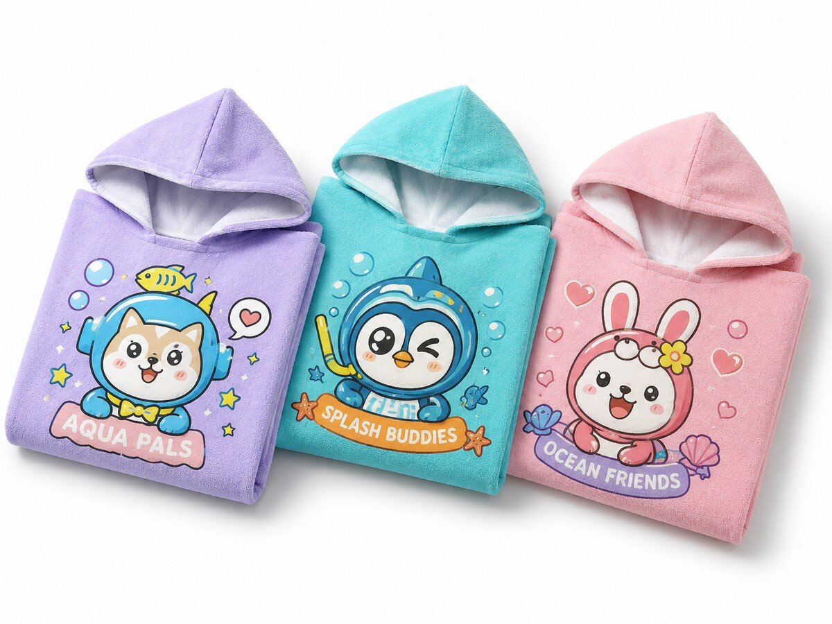 TW-04 Cartoon Kids Hooded Bath Towel