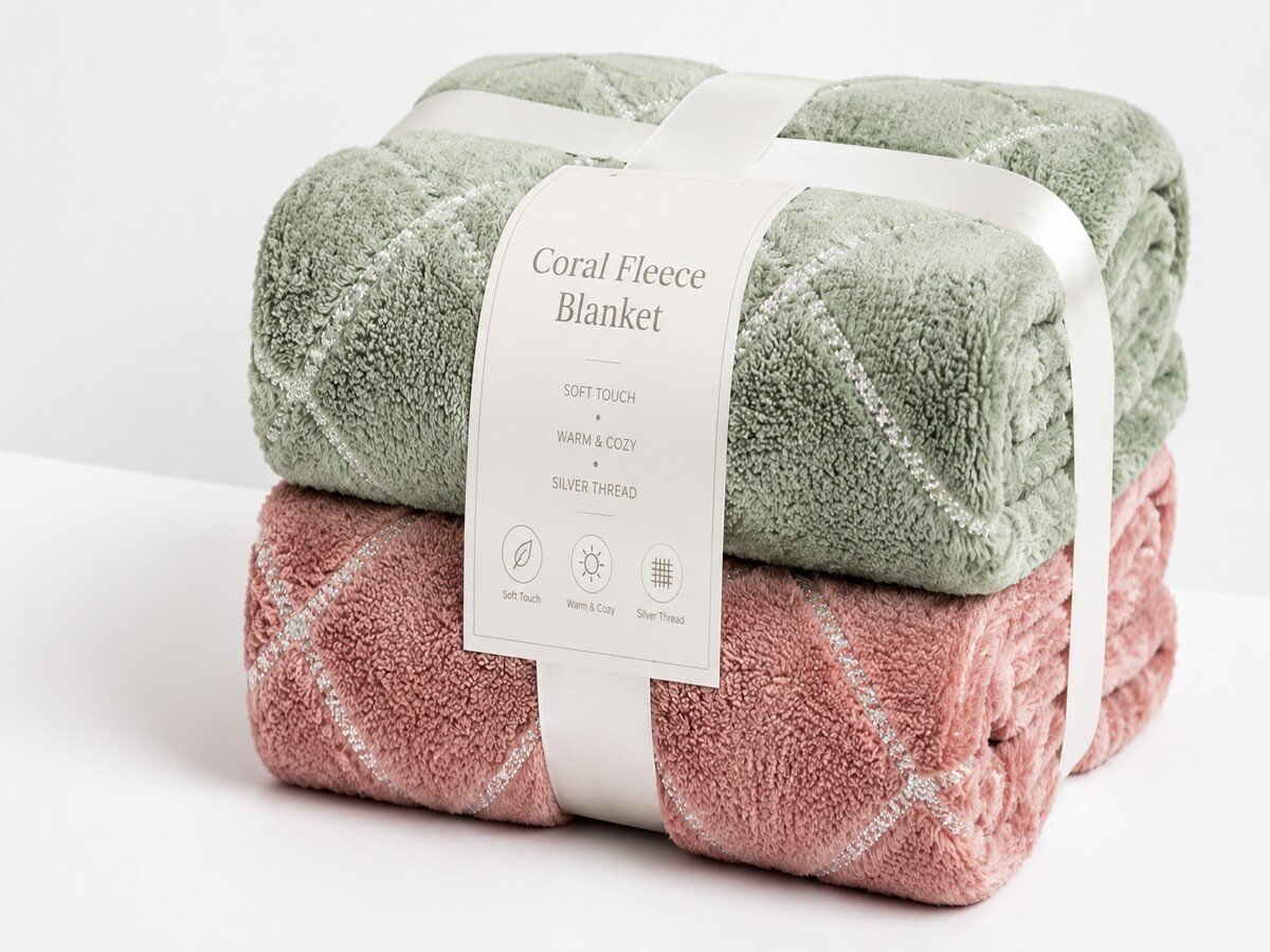 BL-04 Silver Foil Printed Coral Fleece Blanket