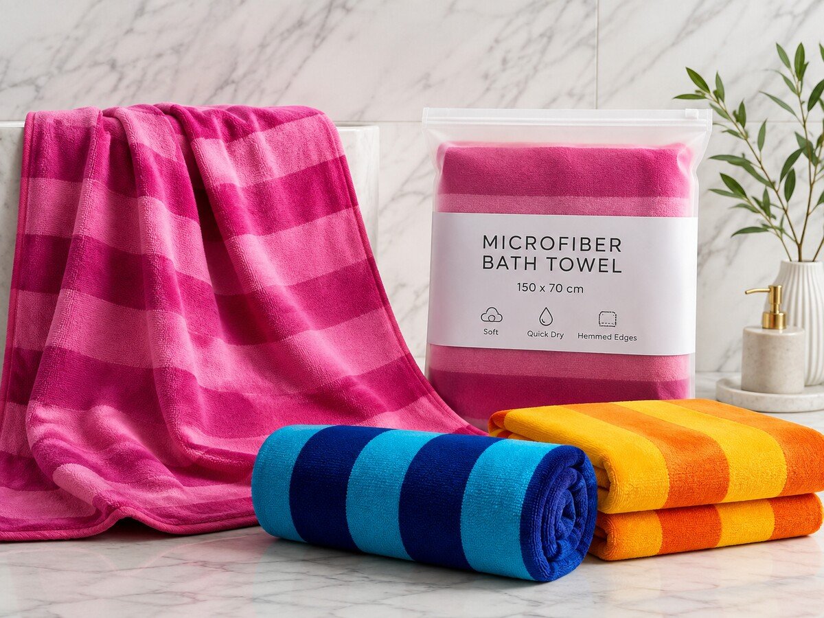 TW-06 Striped Microfiber Bath Towel