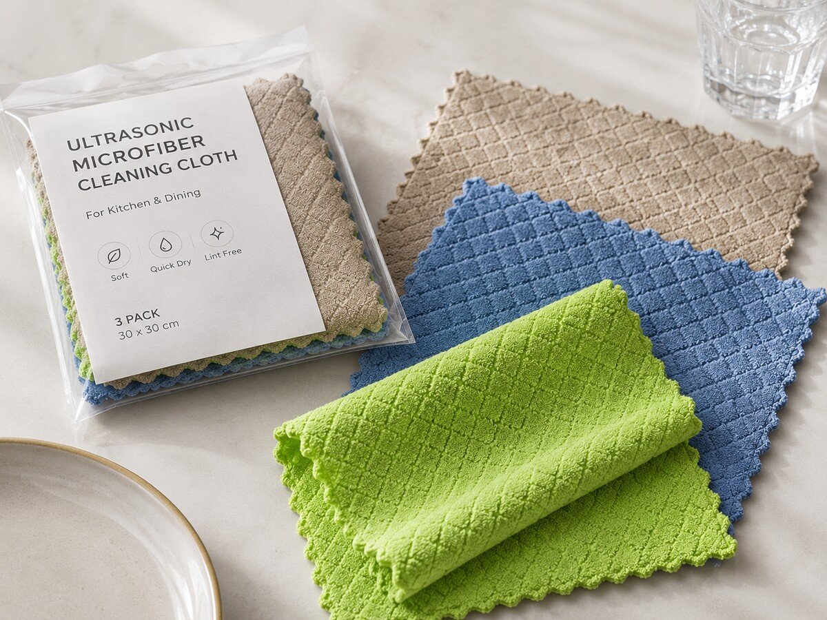 CC-08 Ultrasonic Cut Microfiber Cleaning Cloth