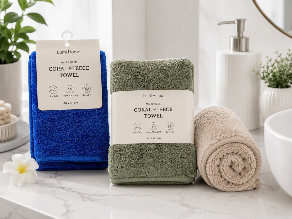 TW-08 Microfiber Coral Bath Towel Set