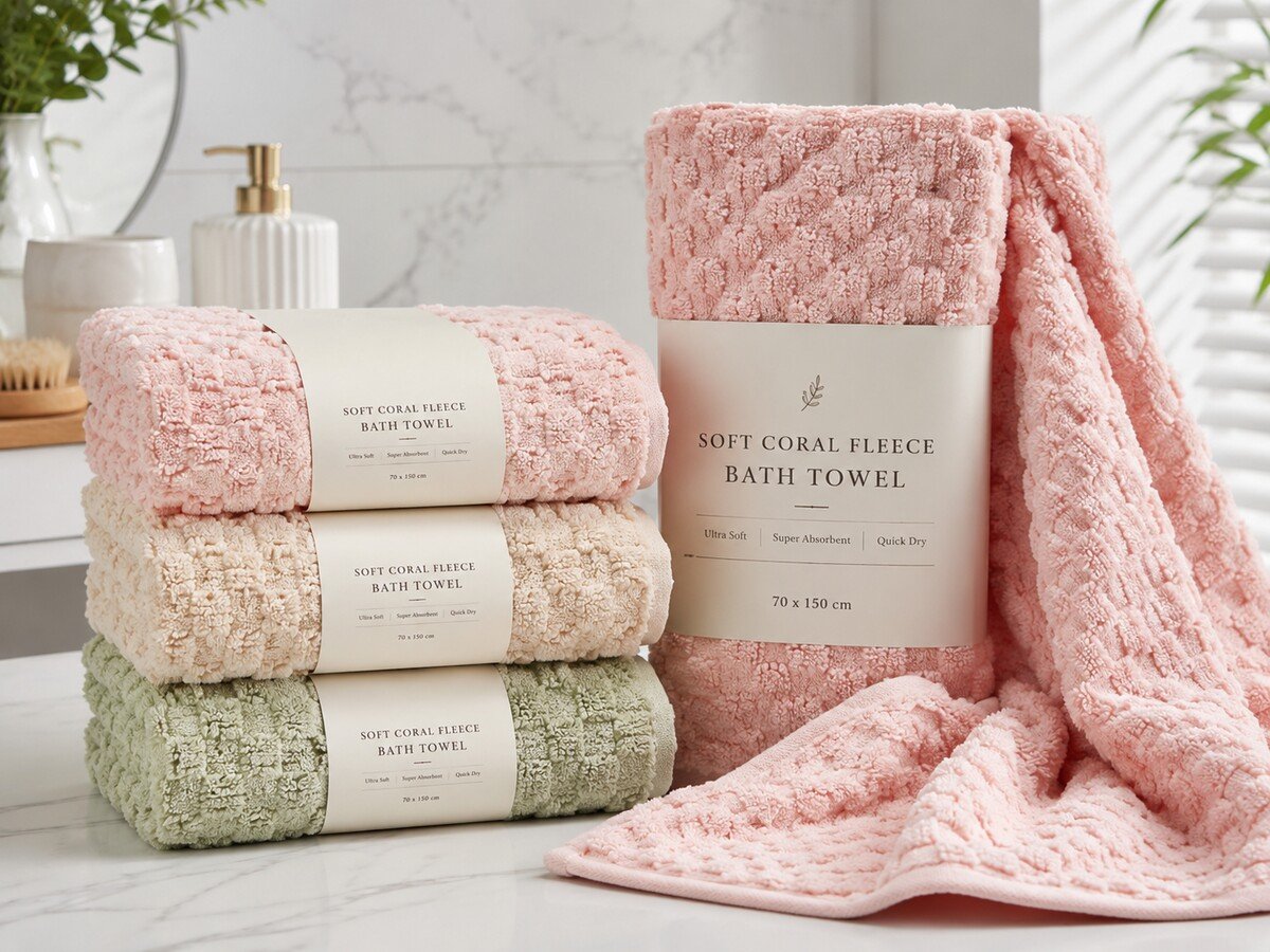TW-09 Textured Coral Bath Towel Set